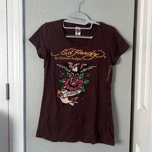 Ed Hardy Brown Womens Baby Tee